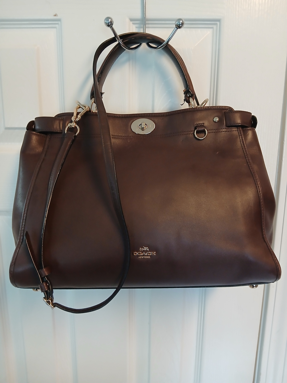 Coach Gramercy Oxblood Burgundy Leather Turnlock Satchel